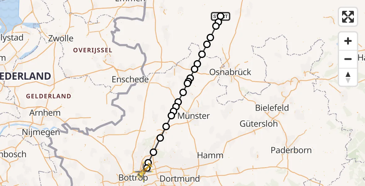 Flugroute Ambulanzhubschrauber Quakenbrück - Gelsenkirchen, 19 September 2026, 23:09