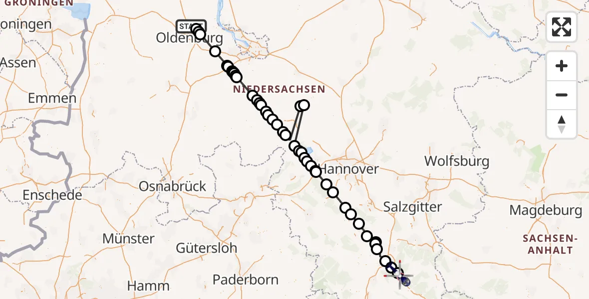 Flugroute Polizeihubschrauber Rastede - Osterode am Harz, 20 September 2026, 04:24