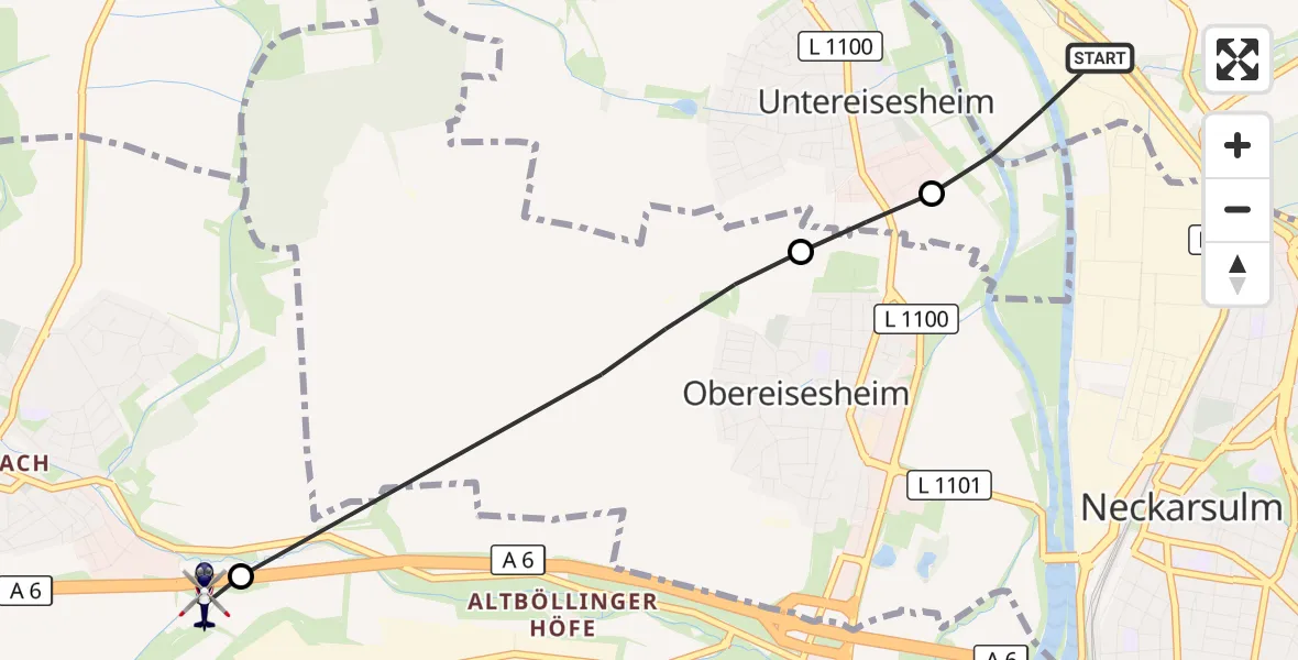 Flugroute Polizeihubschrauber Bad Friedrichshall - Heilbronn, 20 September 2026, 05:29