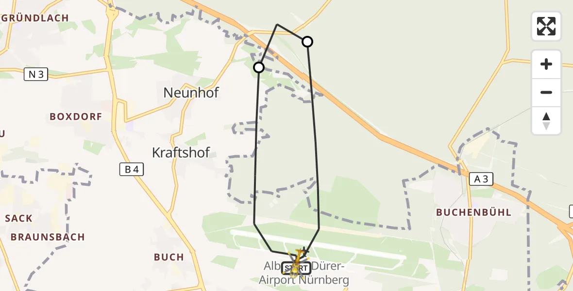 Flugroute Ambulanzhubschrauber Flughafen Nuremberg - Flughafen Nuremberg, 20 September 2026, 06:17