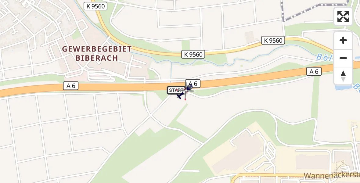 Flugroute Polizeihubschrauber Heilbronn - Heilbronn, 20 September 2026, 06:21