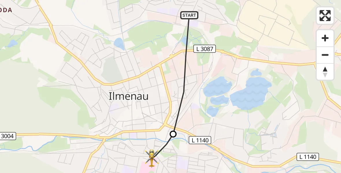 Flugroute Rettungshubschrauber Ilmenau - Ilm-Kreis-Kliniken Arnstadt-Ilmenau Hubschrauberlandeplatz, 20 September 2026, 06:21