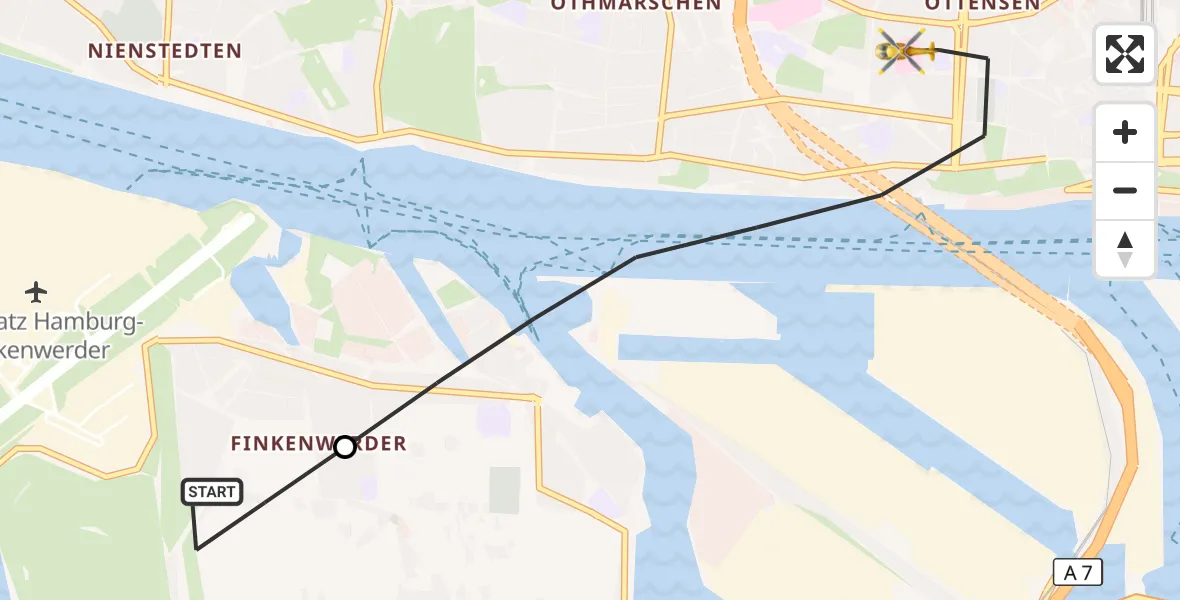 Flugroute Rettungshubschrauber Hamburg-Finkenwerder Flughafen - Hamburg, 20 September 2026, 07:54