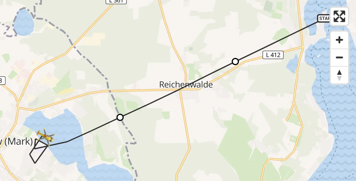 Flugroute Rettungshubschrauber Bad Saarow - Storkow (Mark), 20 September 2026, 08:17
