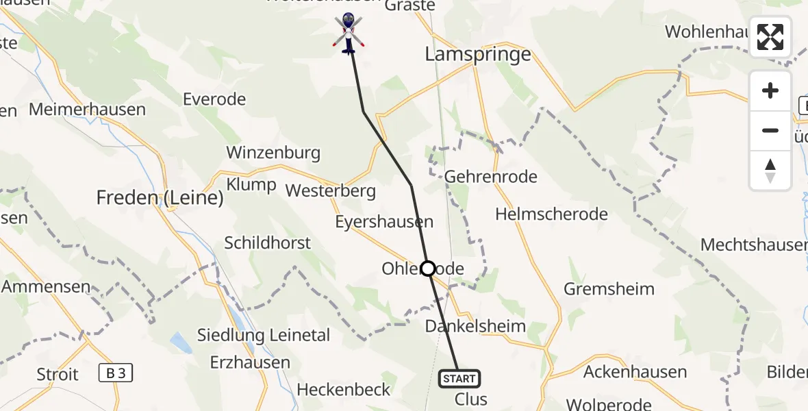 Flugroute Polizeihubschrauber Bad Gandersheim - Lamspringe, 20 September 2026, 09:23