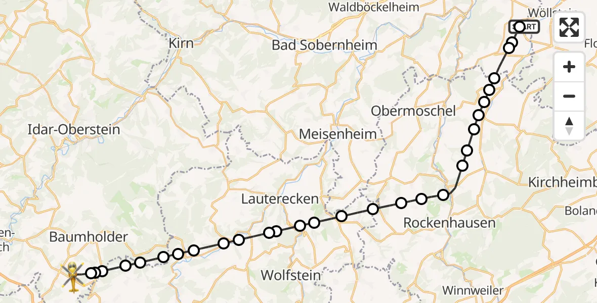 Flugroute Rettungshubschrauber Neu-Bamberg - Mettweiler, 20 September 2026, 09:42