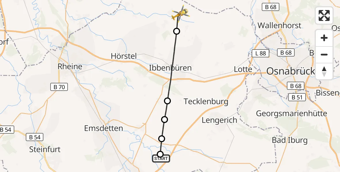 Flugroute Ambulanzhubschrauber Christoph  Westfalen-ADAC - Recke, 20 September 2026, 10:06