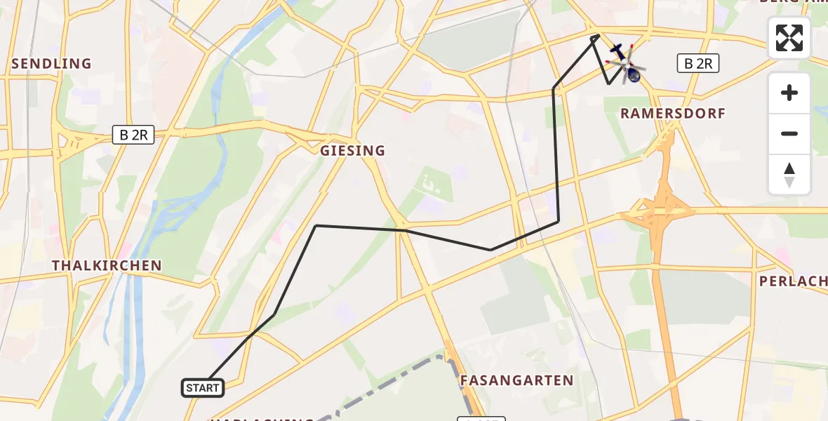 Flugroute Polizeihubschrauber München - München, 20 September 2026, 10:27