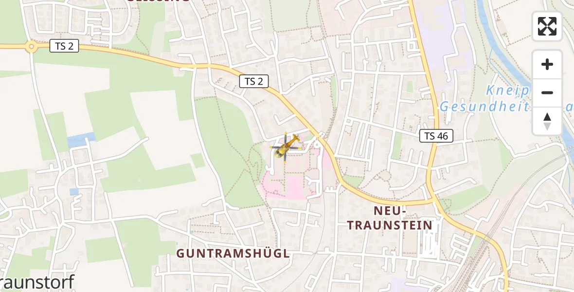 Flugroute Rettungshubschrauber Traunstein Hospital - Traunstein Hospital, 20 September 2026, 12:40