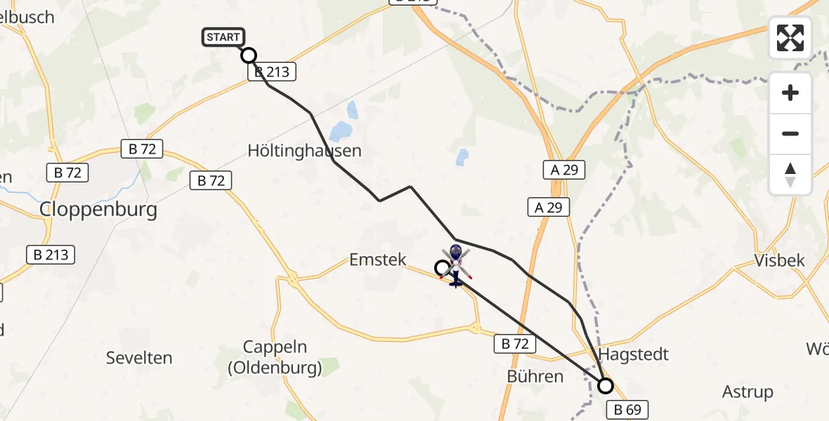 Flugroute Polizeihubschrauber Cloppenburg - Emstek, 20 September 2026, 13:33