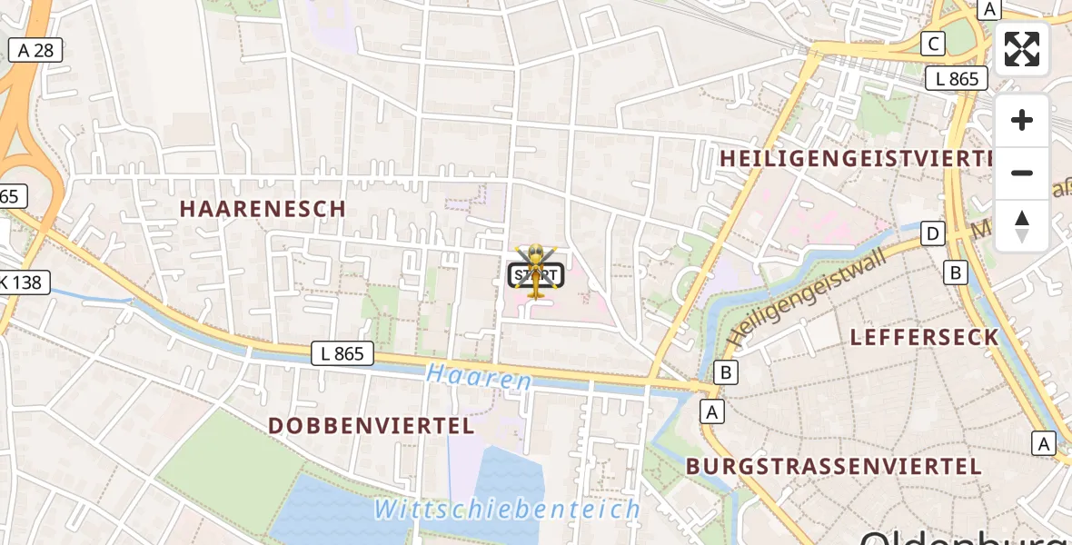 Flugroute Ambulanzhubschrauber Oldenburg (Oldb) - Oldenburg (Oldb), 20 September 2026, 14:02