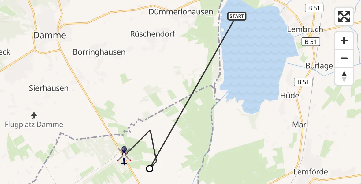 Flugroute Polizeihubschrauber Lembruch - Bohmte, 20 September 2026, 14:09