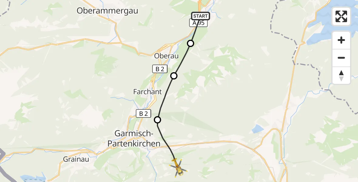 Flugroute Rettungshubschrauber Eschenlohe - Garmisch-Partenkirchen, 20 September 2026, 14:40
