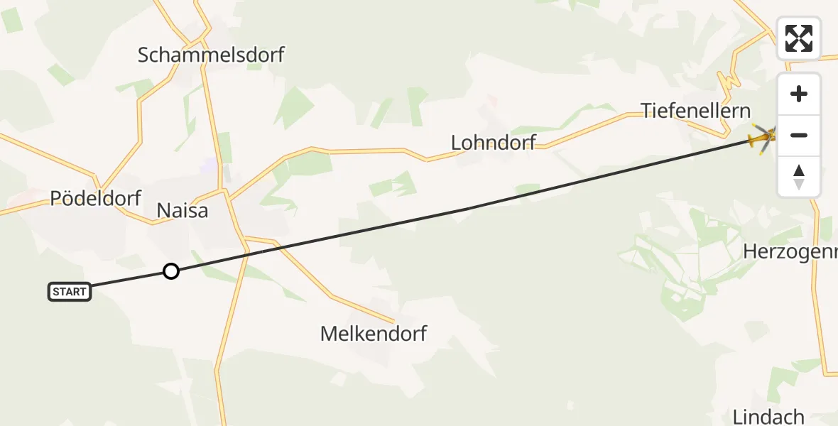 Flugroute Rettungshubschrauber Hauptsmoor - Litzendorf, 20 September 2026, 14:59