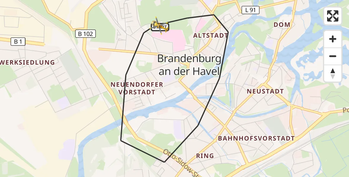 Flugroute Rettungshubschrauber Brandenburg an der Havel - Brandenburg an der Havel, 20 September 2026, 15:11