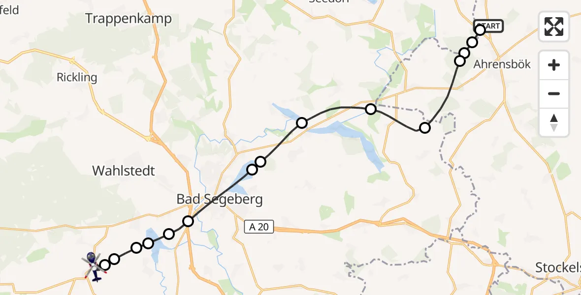 Flugroute Polizeihubschrauber Christoph 12 Luftrettungszentrum - Todesfelde, 20 September 2026, 15:12