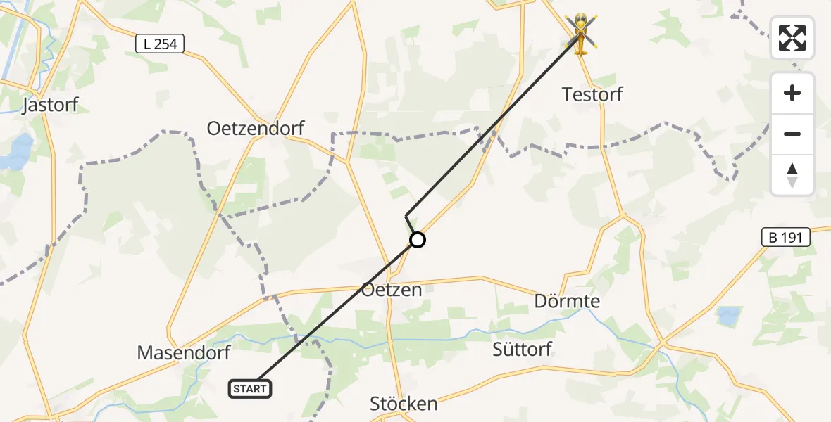 Flugroute Rettungshubschrauber Uelzen - Weste, 20 September 2026, 15:41