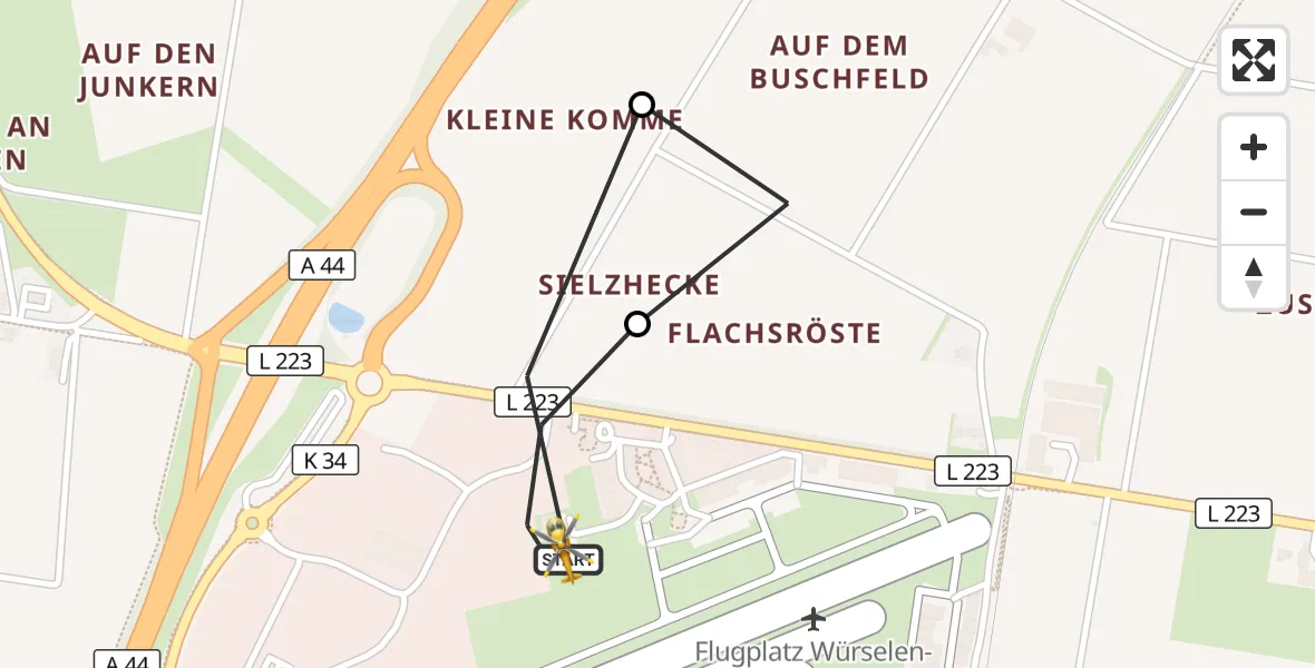 Flugroute Rettungshubschrauber Aachen-Merzbrück Flughafen - Aachen-Merzbrück Flughafen, 20 September 2026, 16:10