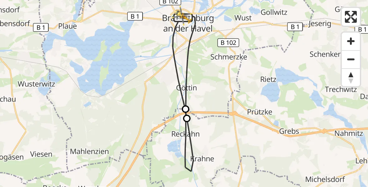 Flugroute Rettungshubschrauber Brandenburg an der Havel - Brandenburg an der Havel, 20 September 2026, 16:33