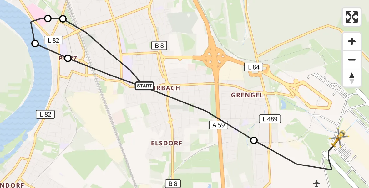 Flugroute Rettungshubschrauber Köln - Köln Bonn Flughafen, 20 September 2026, 16:37