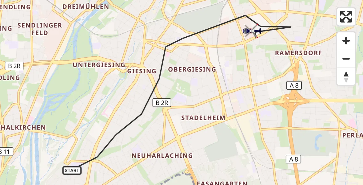 Flugroute Polizeihubschrauber München - München, 20 September 2026, 16:40