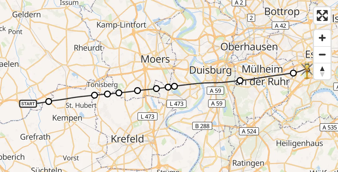 Flugroute Rettungshubschrauber Wachtendonk - Essen, 20 September 2026, 16:44