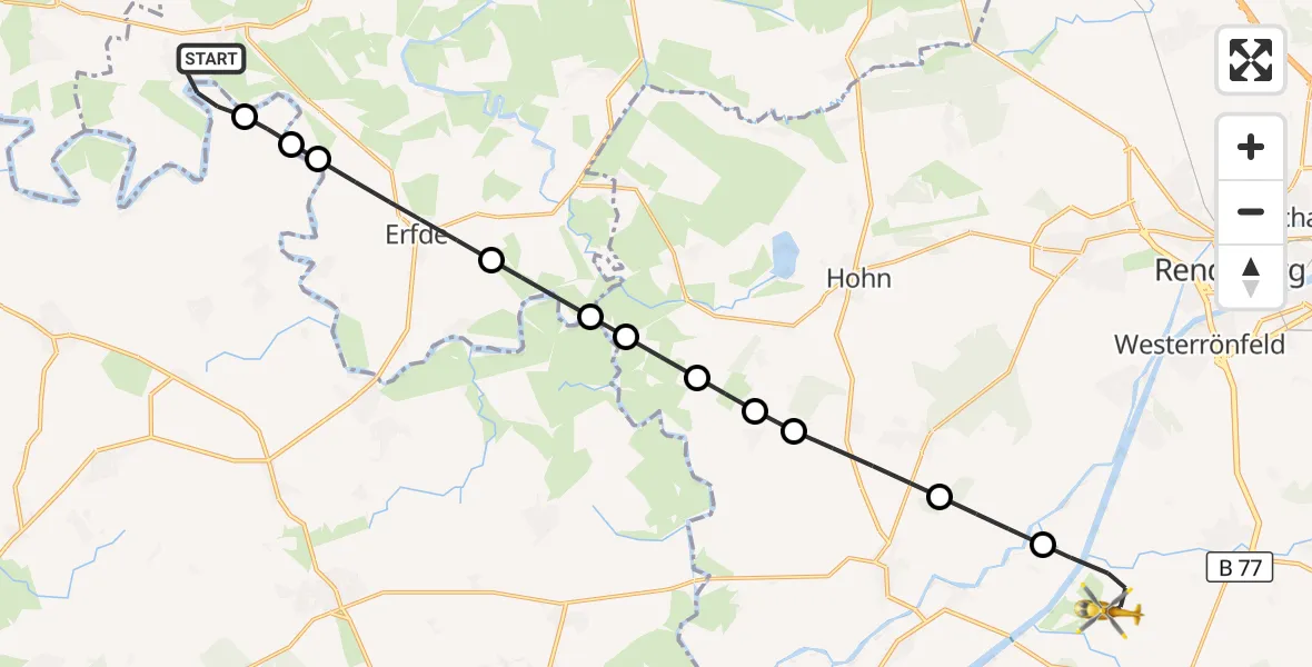 Flugroute Ambulanzhubschrauber Stapel - Hörsten, 20 September 2026, 16:52