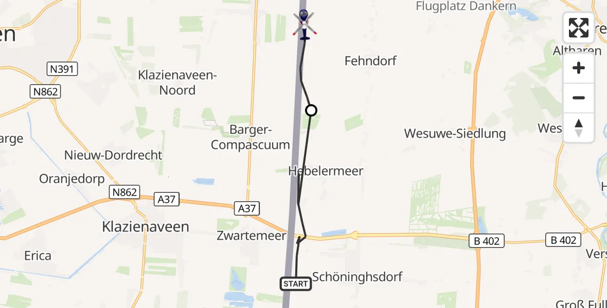 Flugroute Polizeihubschrauber Twist - Haren (Ems), 20 September 2026, 16:53