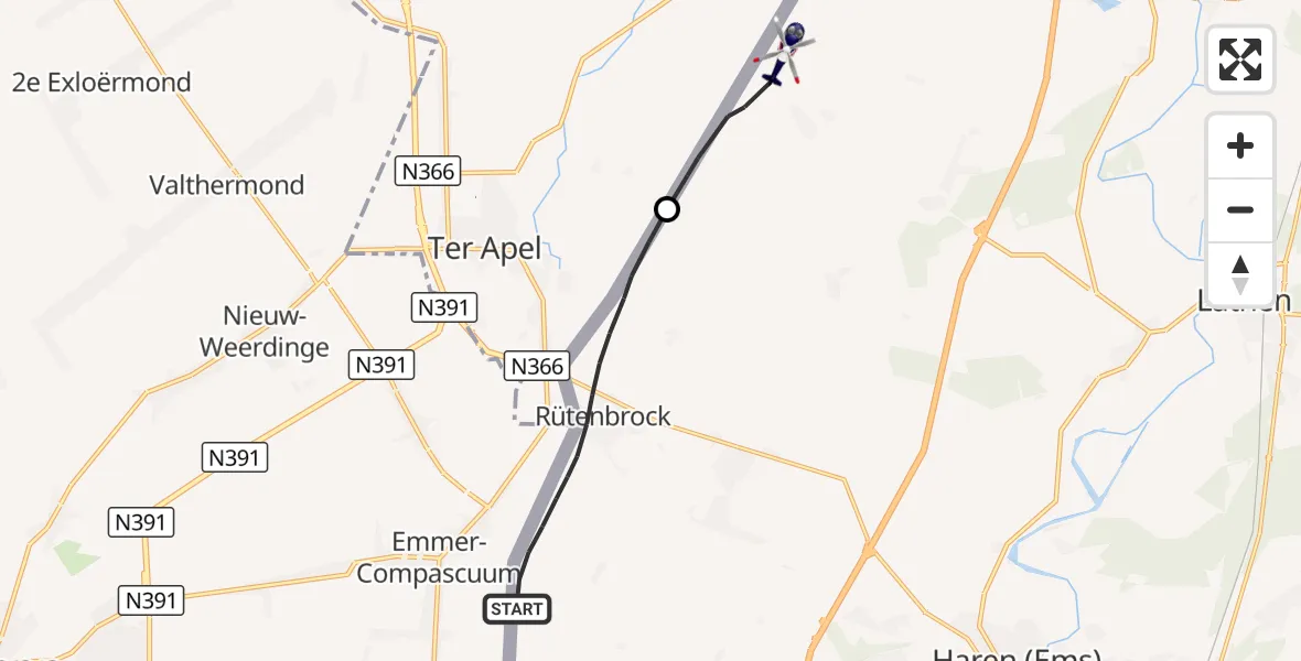 Flugroute Polizeihubschrauber Haren (Ems) - Sustrum, 20 September 2026, 16:58