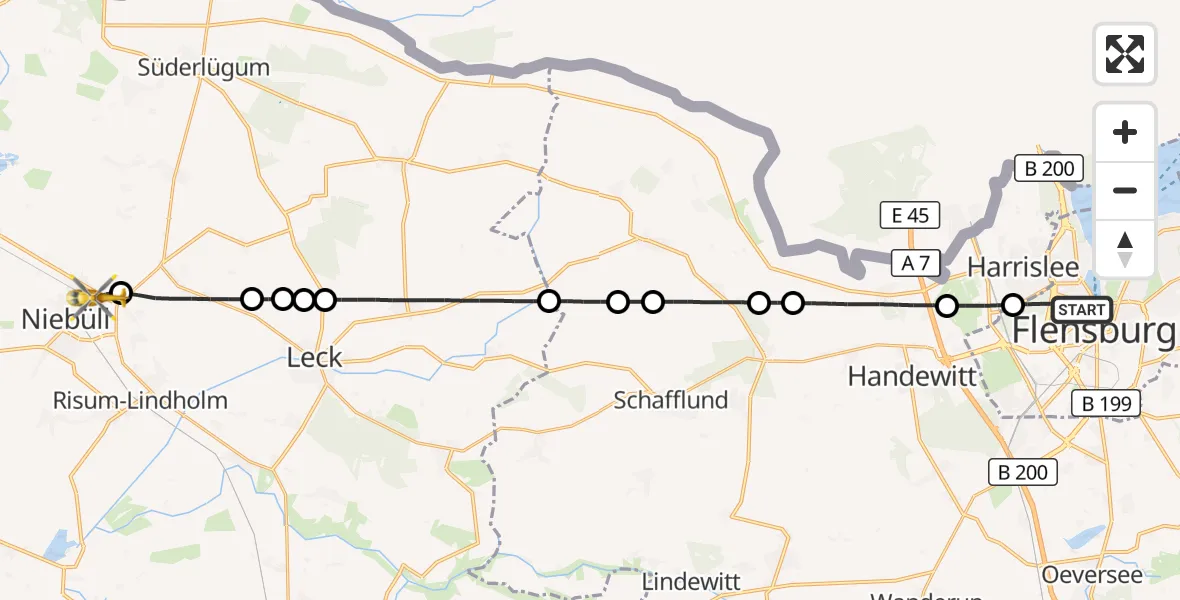 Flugroute Ambulanzhubschrauber Flensburg - Niebüll, 20 September 2026, 18:48