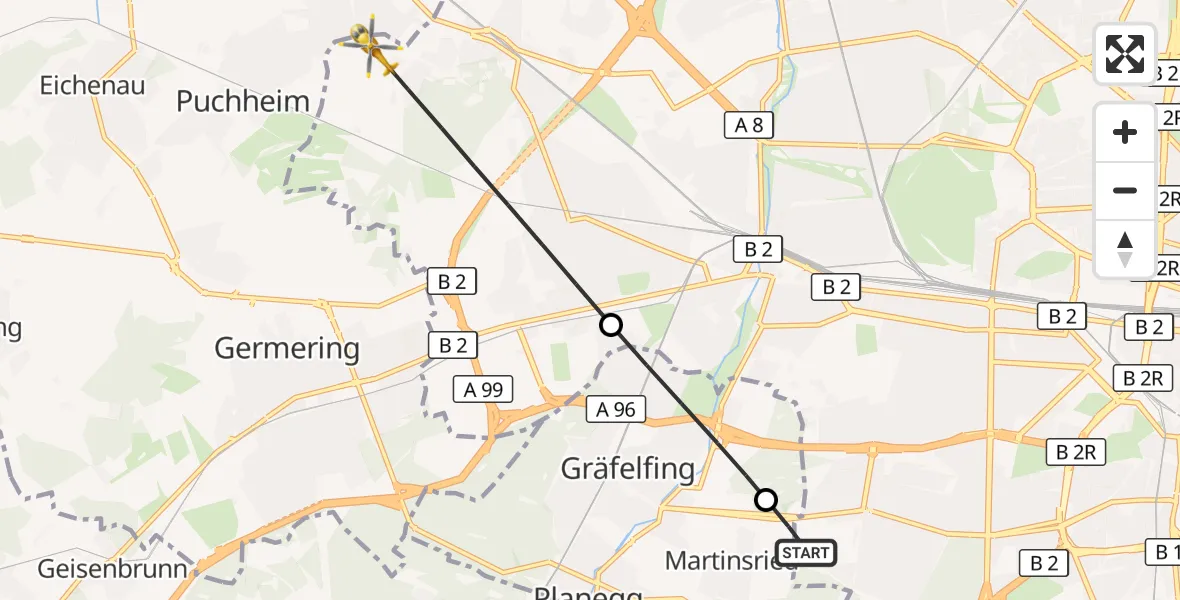 Flugroute Rettungshubschrauber DRF Air Rescue München Hubschrauberlandeplatz - München, 20 September 2026, 19:14