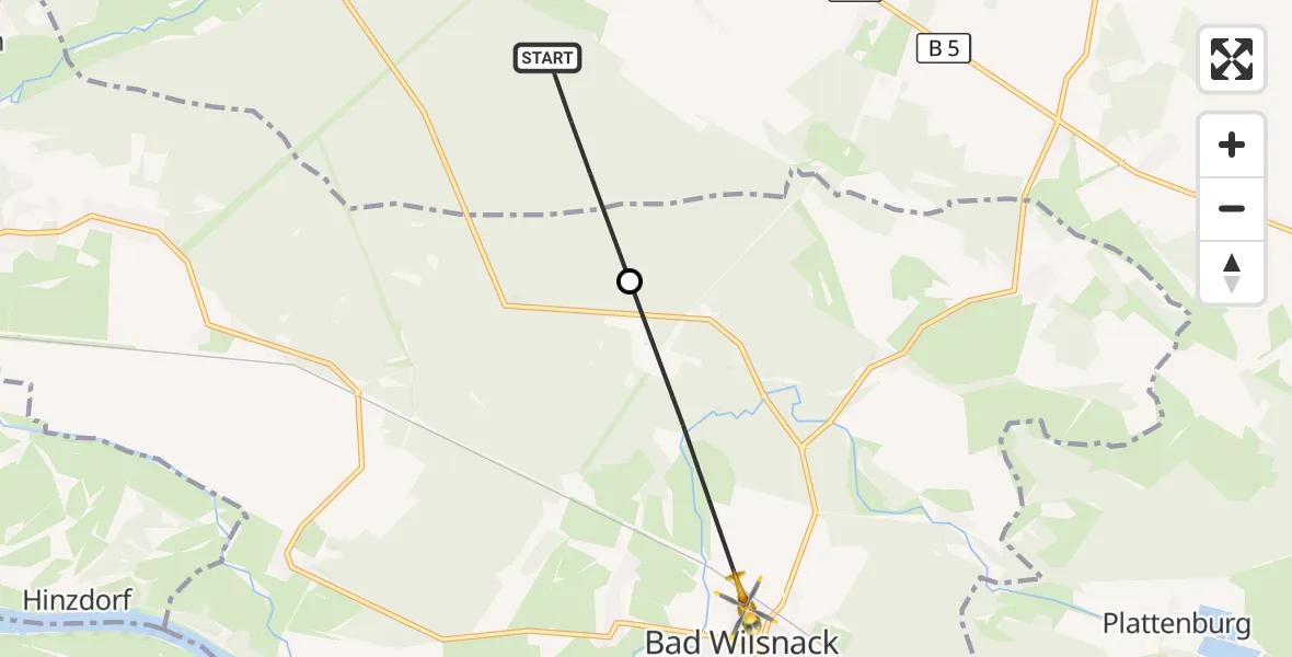 Flugroute Rettungshubschrauber Plattenburg - Bad Wilsnack, 21 September 2026, 06:02