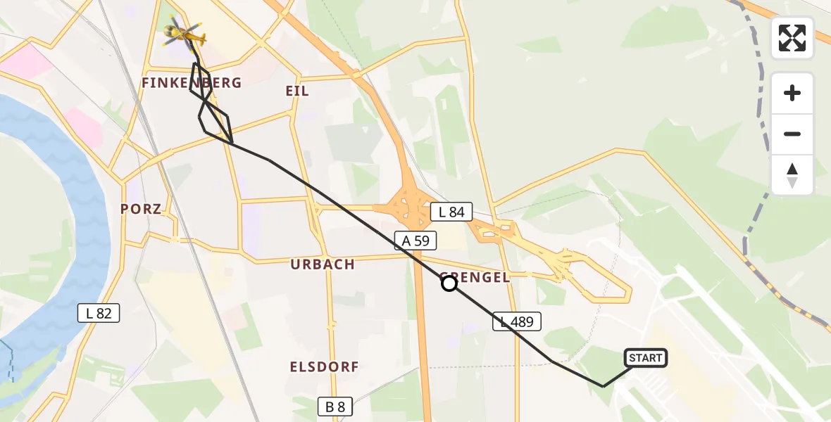 Flugroute Ambulanzhubschrauber Köln Bonn Flughafen - Köln, 21 September 2026, 06:11