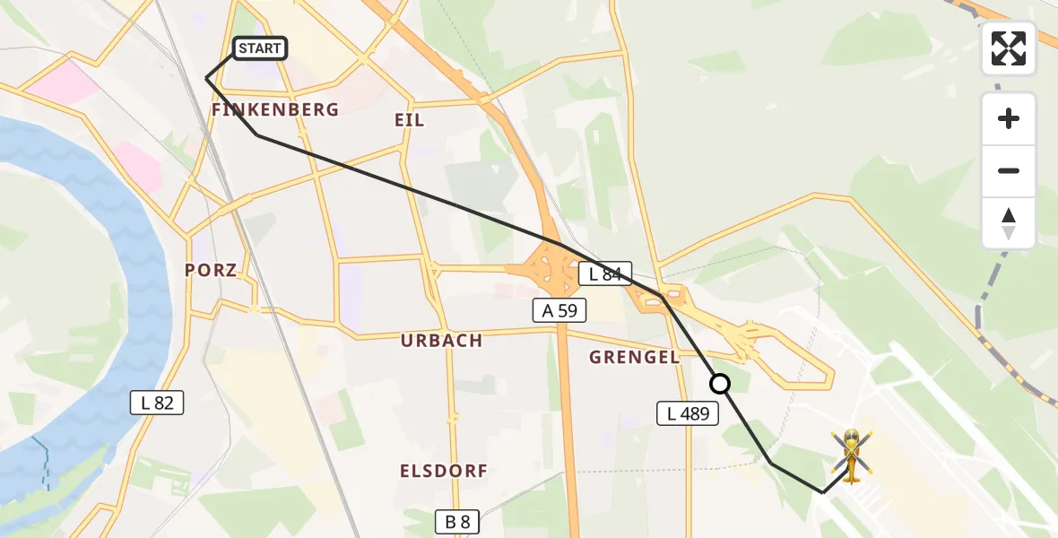 Flugroute Ambulanzhubschrauber Köln - Köln Bonn Flughafen, 21 September 2026, 06:42