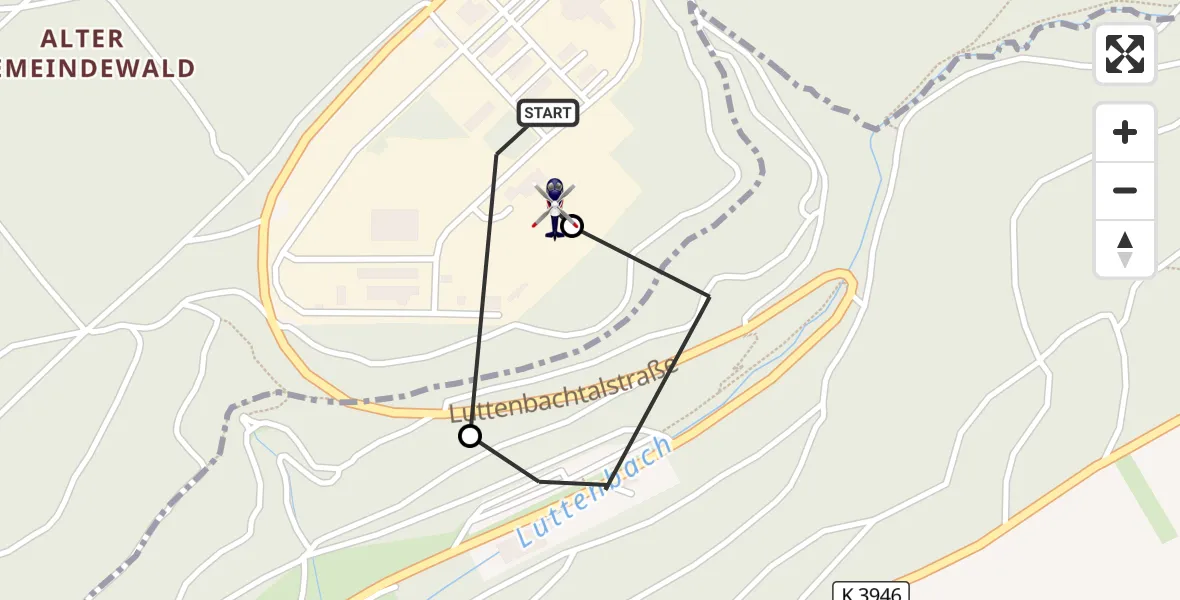Flugroute Polizeihubschrauber Mosbach - Mosbach, 21 September 2026, 07:44