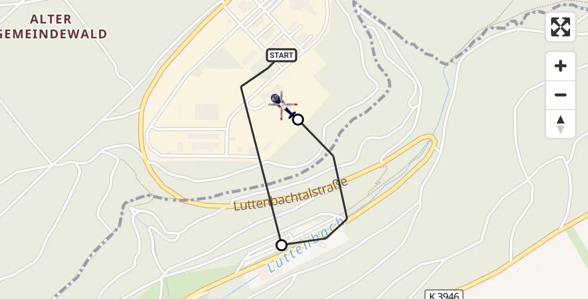 Flugroute Polizeihubschrauber Mosbach - Mosbach, 21 September 2026, 07:56