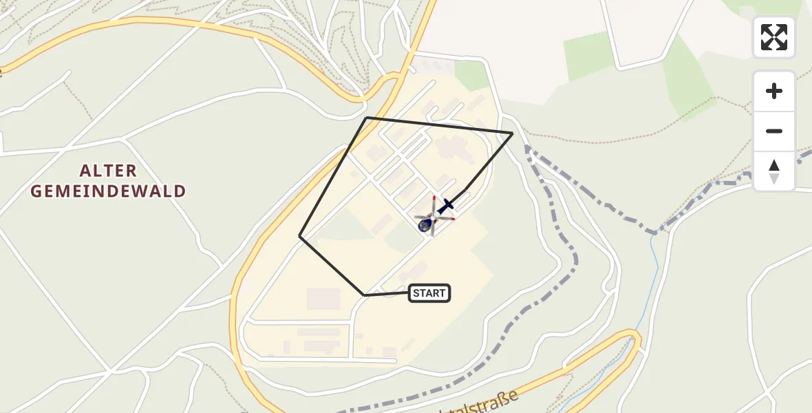 Flugroute Polizeihubschrauber Mosbach - Mosbach, 21 September 2026, 07:59