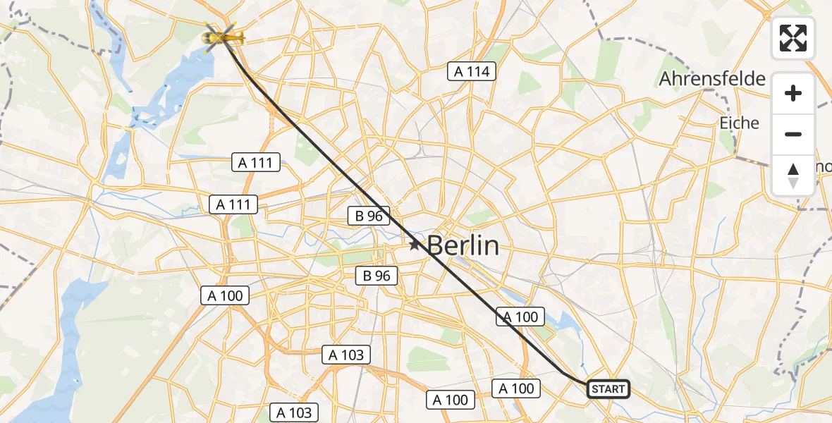 Flugroute Rettungshubschrauber Berlin - Berlin, 21 September 2026, 08:05