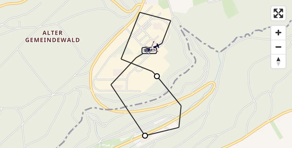 Flugroute Polizeihubschrauber Mosbach - Mosbach, 21 September 2026, 08:21