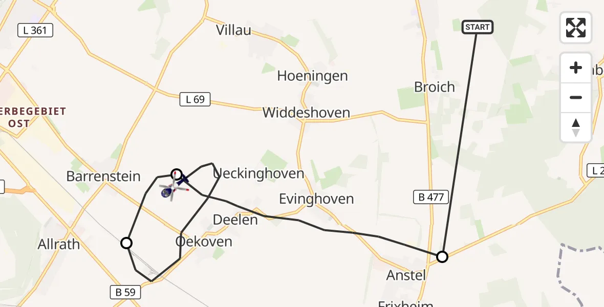 Flugroute Polizeihubschrauber Dormagen - Rommerskirchen, 21 September 2026, 08:32