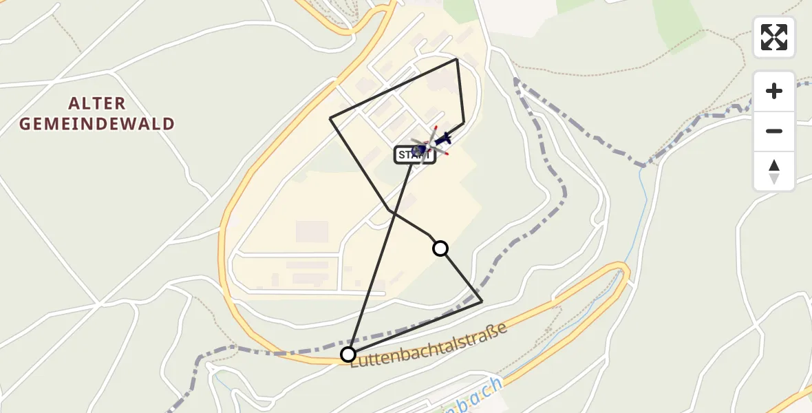 Flugroute Polizeihubschrauber Mosbach - Mosbach, 21 September 2026, 08:33