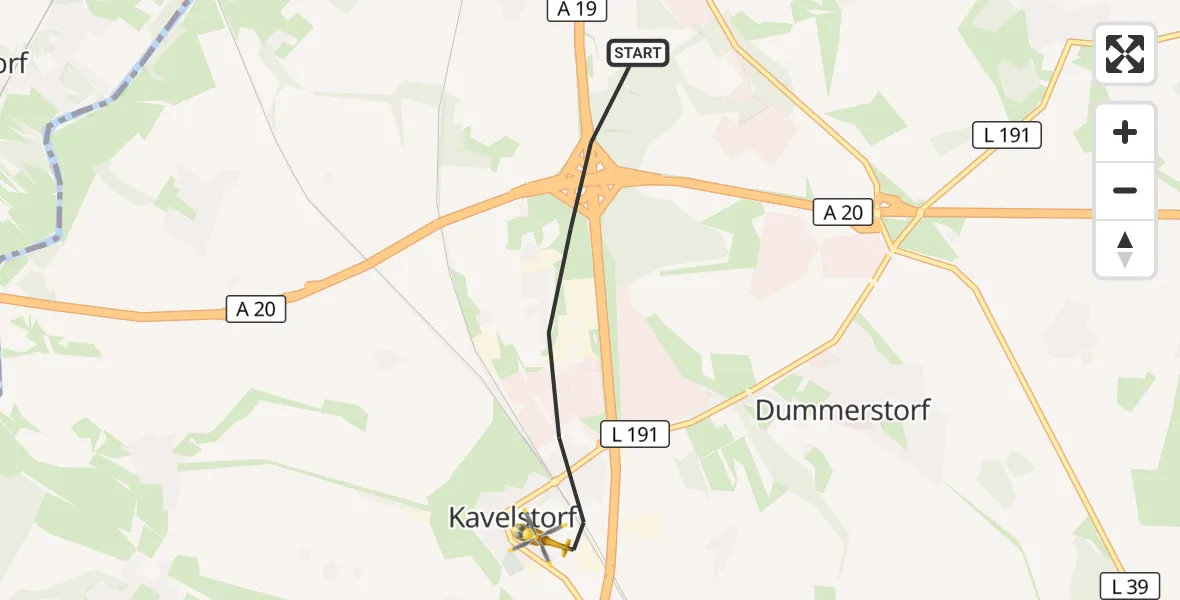 Flugroute Ambulanzhubschrauber Dummerstorf - Dummerstorf, 21 September 2026, 08:46