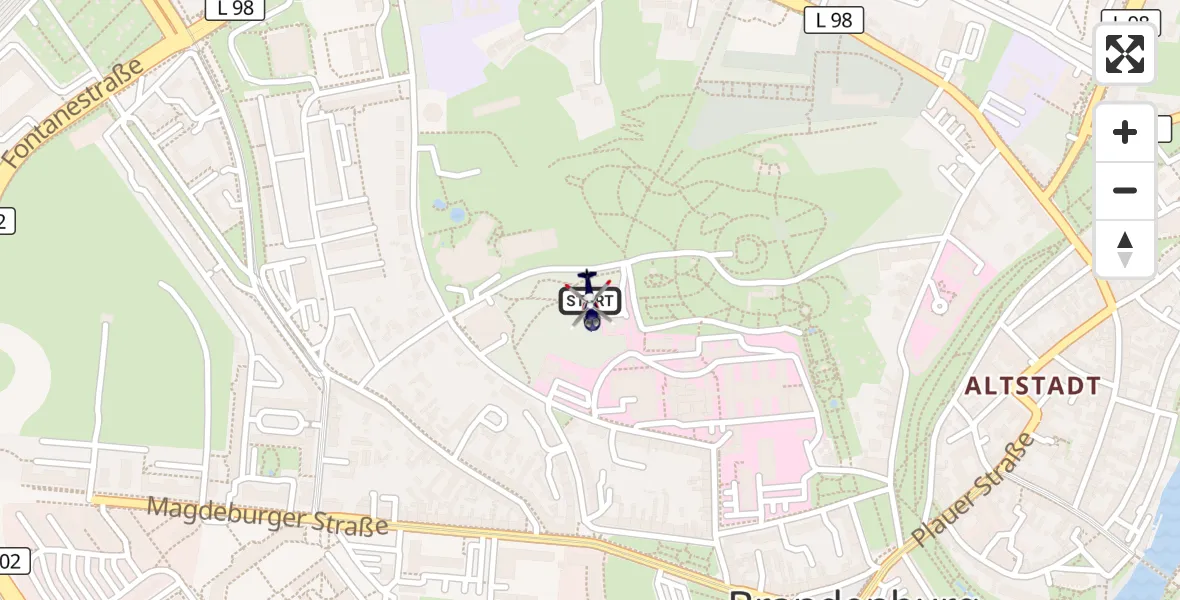 Flugroute Polizeihubschrauber Brandenburg an der Havel - Brandenburg an der Havel, 21 September 2026, 09:14