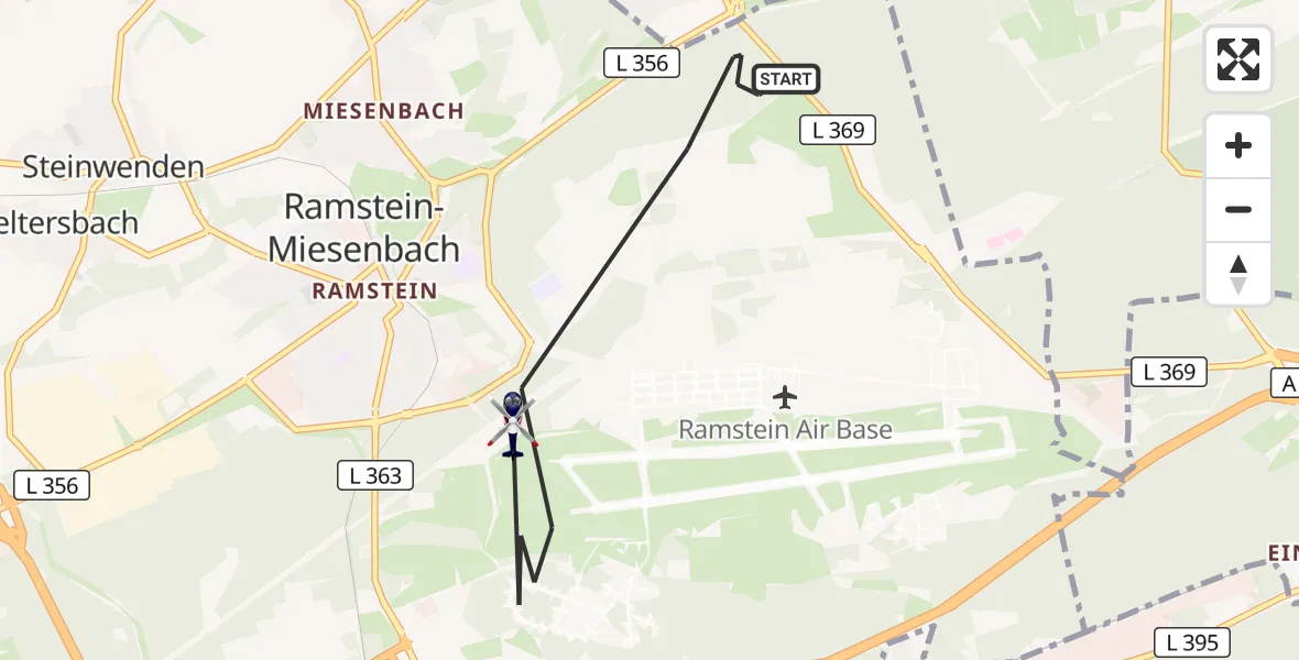 Flugroute Polizeihubschrauber Ramstein-Miesenbach - Ramstein-Miesenbach, 21 September 2026, 09:19