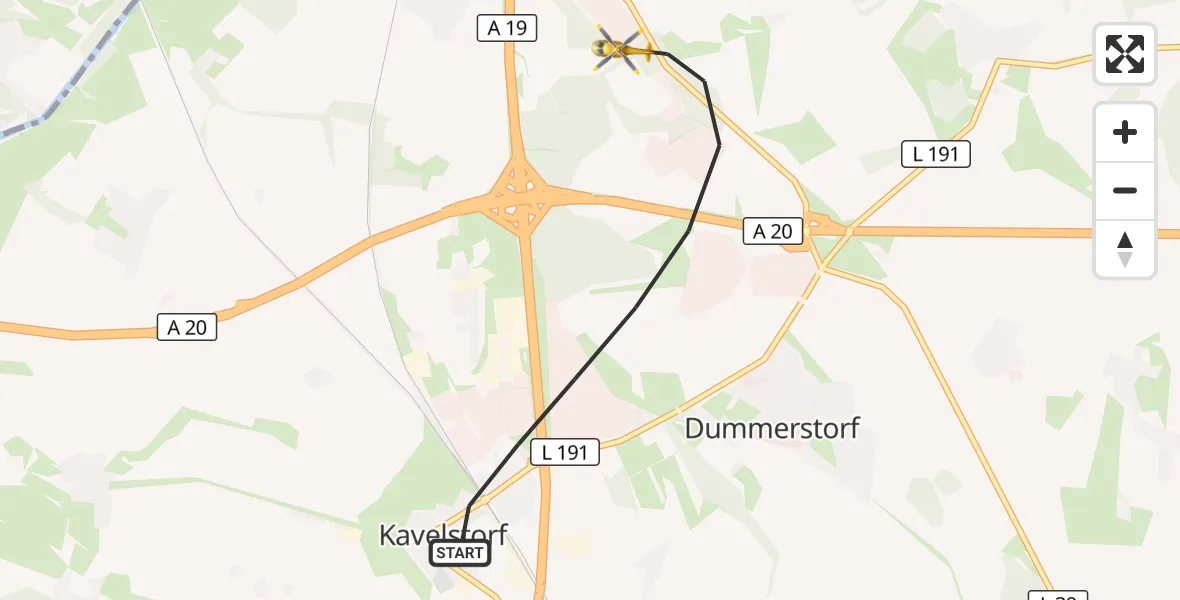 Flugroute Ambulanzhubschrauber Dummerstorf - Dummerstorf, 21 September 2026, 09:20