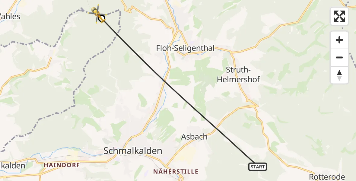 Flugroute Rettungshubschrauber Schmalkalden - Fambach, 21 September 2026, 09:25