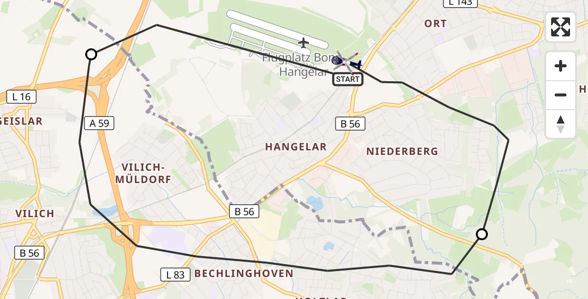 Flugroute Polizeihubschrauber Sankt Augustin - Sankt Augustin, 21 September 2026, 09:30