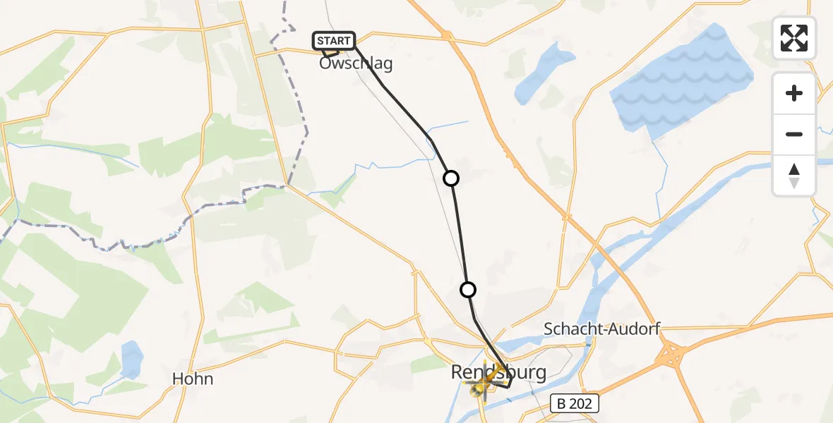 Flugroute Ambulanzhubschrauber Owschlag - Rendsburg, 21 September 2026, 11:53