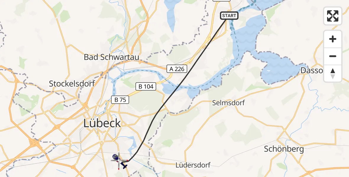 Flugroute Polizeihubschrauber Lübeck - Lübeck, 21 September 2026, 11:54