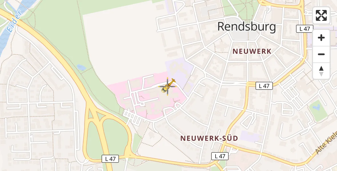 Flugroute Ambulanzhubschrauber Rendsburg - Rendsburg, 21 September 2026, 12:00